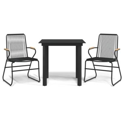 Set cu masă pentru grădină, 3 piese, PVC negru, ratan GartenMobel Dekor
