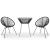 Set mobilier de exterior, 3 piese, negru, ratan PVC GartenMobel Dekor