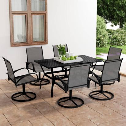 Set mobilier de grădină, 7 piese, textilenă și oțel GartenMobel Dekor
