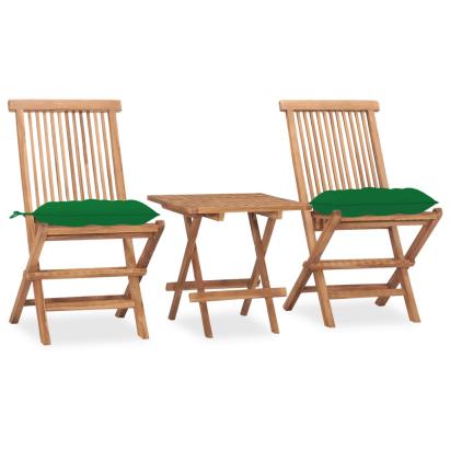 Set mobilier exterior pliabil cu perne, 3 piese, lemn masiv tec GartenMobel Dekor