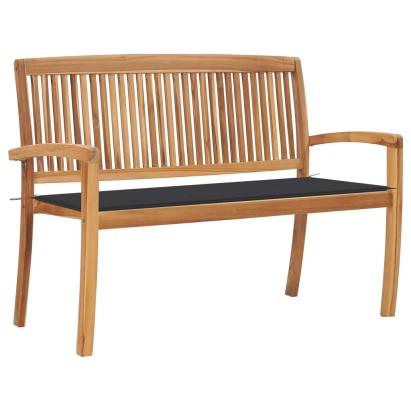 Bancă de grădină stivuibilă cu pernă, 128,5 cm, lemn masiv tec GartenMobel Dekor