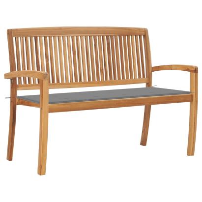 Bancă de grădină stivuibilă cu pernă, 128,5 cm, lemn masiv tec GartenMobel Dekor