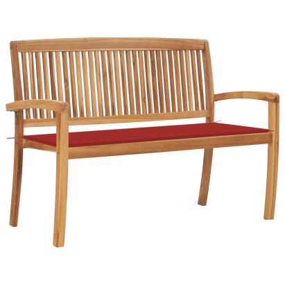 Bancă de grădină stivuibilă cu pernă, 128,5 cm, lemn masiv tec GartenMobel Dekor