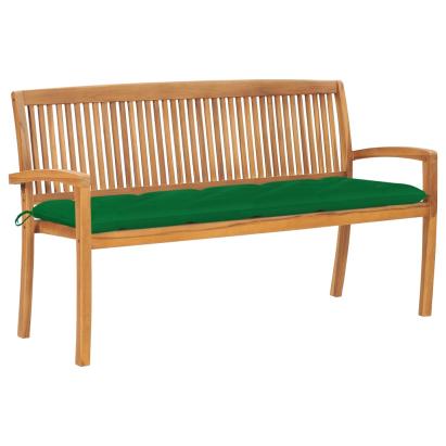 Bancă de grădină stivuibilă cu pernă, 159 cm, lemn masiv tec GartenMobel Dekor