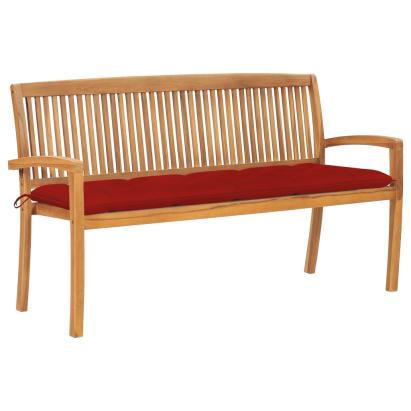 Bancă de grădină stivuibilă cu pernă, 159 cm, lemn masiv tec GartenMobel Dekor