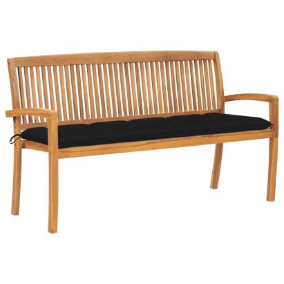Bancă de grădină stivuibilă cu pernă, 159 cm, lemn masiv tec GartenMobel Dekor