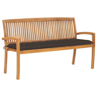 Bancă de grădină stivuibilă cu pernă, 159 cm, lemn masiv tec GartenMobel Dekor