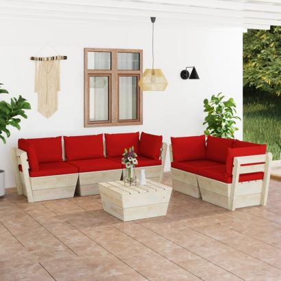 Set mobilier grădină din paleți cu perne, 6 piese, lemn molid GartenMobel Dekor