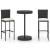 Set mobilier bar de grădină cu perne, 3 piese, negru, poliratan GartenMobel Dekor
