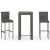 Set mobilier bar de exterior cu perne, 3 piese, gri, poliratan GartenMobel Dekor