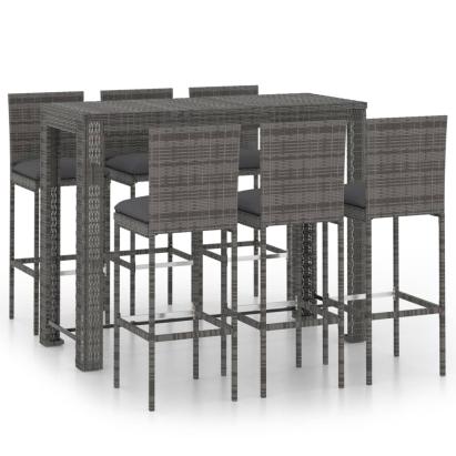 Set mobilier bar de grădină cu perne 7 piese antracit poliratan GartenMobel Dekor