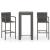 Set bar de exterior, cu cotiere, 3 piese, gri, poliratan GartenMobel Dekor