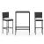 Set mobilier bar de grădină cu perne, 3 piese, negru, poliratan GartenMobel Dekor