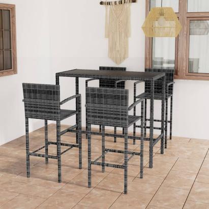 Set mobilier bar de grădină, 5 piese, gri, poliratan GartenMobel Dekor