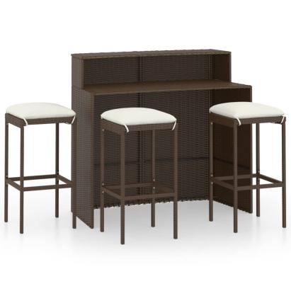 Set mobilier bar de grădină cu perne, 4 piese, maro GartenMobel Dekor