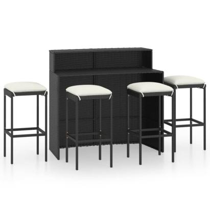 Set mobilier bar de grădină cu perne, 5 piese, negru GartenMobel Dekor
