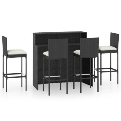 Set mobilier bar de grădină cu perne, 5 piese, negru GartenMobel Dekor