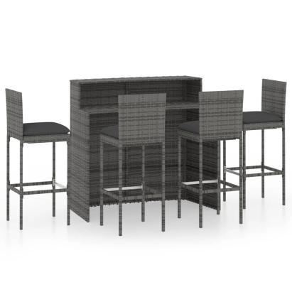 Set mobilier de bar de grădină cu perne, 5 piese, gri GartenMobel Dekor