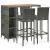 Set mobilier bar de grădină cu perne, 5 piese, gri, poliratan GartenMobel Dekor