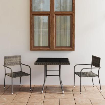 Set mobilier de grădină, gri, 3 piese, antracit, poli ratan GartenMobel Dekor