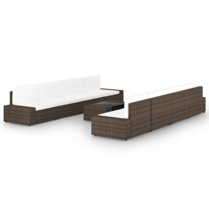 Set mobilier de grădină cu perne, 9 piese, maro, poliratan GartenMobel Dekor