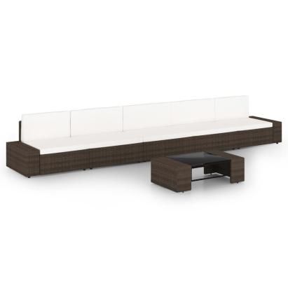 Set mobilier de grădină cu perne, 6 piese, maro, poliratan GartenMobel Dekor