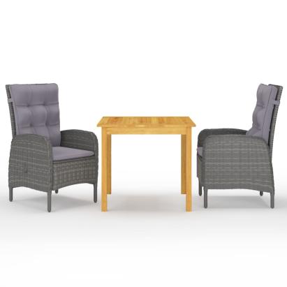 Set de masă pentru grădină, 3 piese, gri GartenMobel Dekor