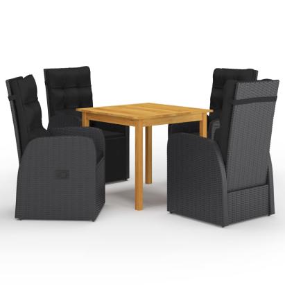 Set de masă pentru grădină, 5 piese, negru GartenMobel Dekor