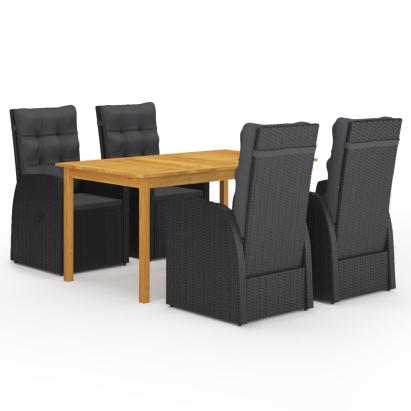 Set de masă pentru grădină, 5 piese, negru GartenMobel Dekor