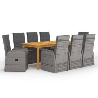 Set mobilier de grădină, 9 piese, gri GartenMobel Dekor