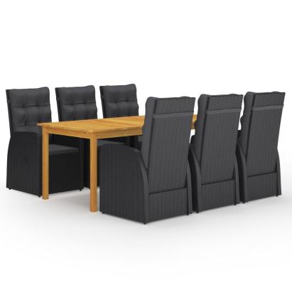 Set mobilier de grădină, 7 piese, negru GartenMobel Dekor
