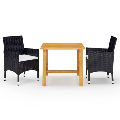 Set de masă pentru grădină, 3 piese, negru GartenMobel Dekor