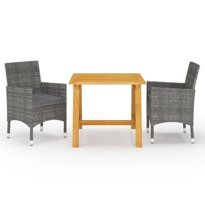 Set de masă pentru grădină, 3 piese, gri GartenMobel Dekor