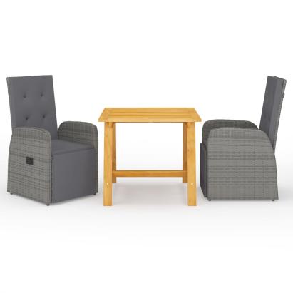Set de masă pentru grădină, 3 piese, gri GartenMobel Dekor