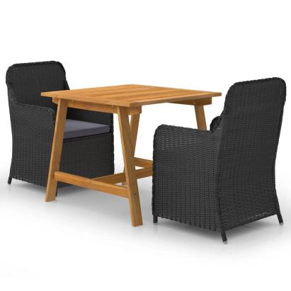 Set mobilier de grădină, 3 piese, negru GartenMobel Dekor