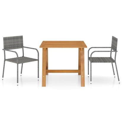 Set de masă pentru grădină, 3 piese, gri GartenMobel Dekor
