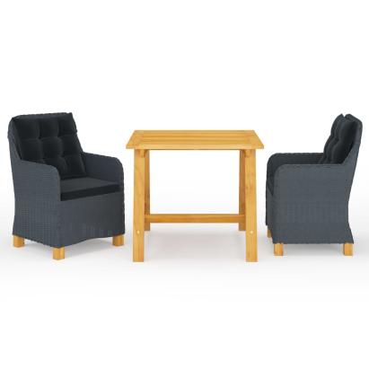 Set de masă pentru grădină, 3 piese, gri închis GartenMobel Dekor