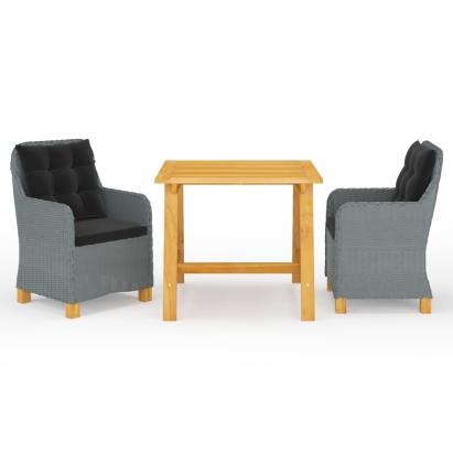 Set de masă pentru grădină, 3 piese, gri deschis GartenMobel Dekor
