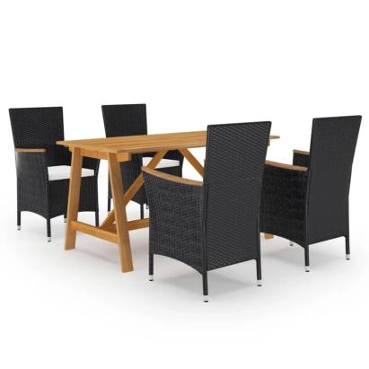 Set mobilier de grădină, 5 piese, negru GartenMobel Dekor