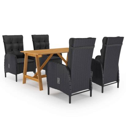 Set de masă pentru grădină, 5 piese, negru GartenMobel Dekor