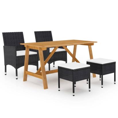 Set de masă pentru grădină, 5 piese, negru GartenMobel Dekor