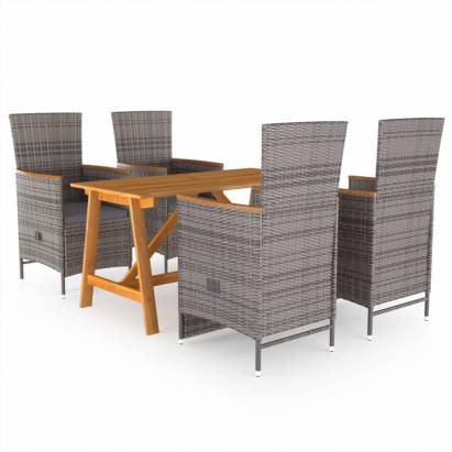 Set de masă pentru grădină, 5 piese, gri GartenMobel Dekor