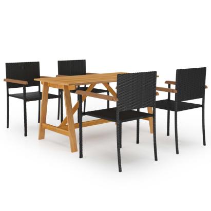 Set de masă pentru grădină, 5 piese, negru GartenMobel Dekor