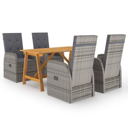 Set de masă pentru grădină, 5 piese, gri GartenMobel Dekor