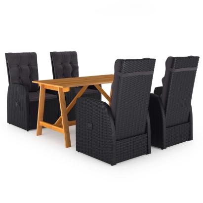 Set de masă pentru grădină, 5 piese, negru GartenMobel Dekor