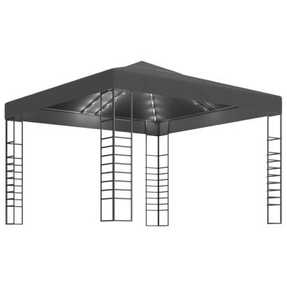Pavilion de grădină cu șiruri de lumini LED, antracit, 3x3 m GartenMobel Dekor