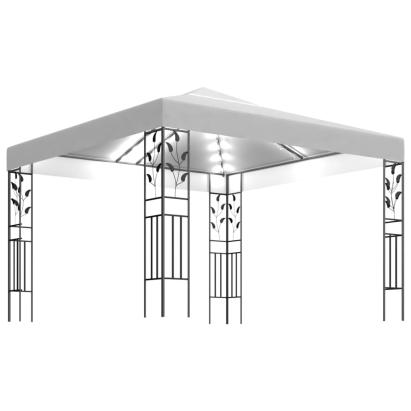 Pavilion cu șiruri de lumini LED, alb, 3x3m GartenMobel Dekor