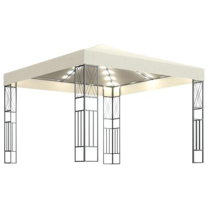 Pavilion cu șir de lumini, crem, 3x3 m, material textil GartenMobel Dekor