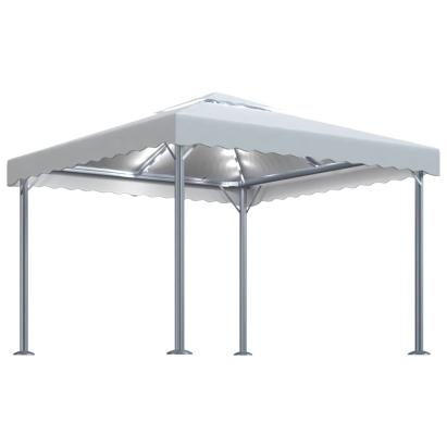 Pavilion cu șiruri de lumini LED, crem, 300x300 cm, aluminiu GartenMobel Dekor
