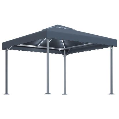 Pavilion cu șiruri de lumini LED, antracit, 300x300cm aluminiu GartenMobel Dekor